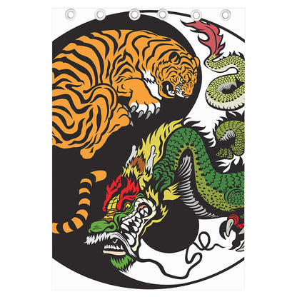 Tiger And Dragon Yin Yang Print Curtain