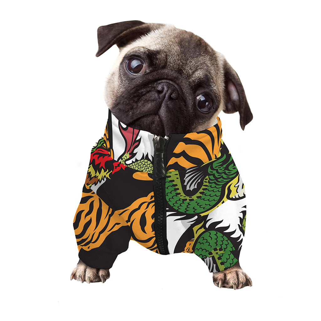 Tiger And Dragon Yin Yang Print Dog Zip Up Jacket