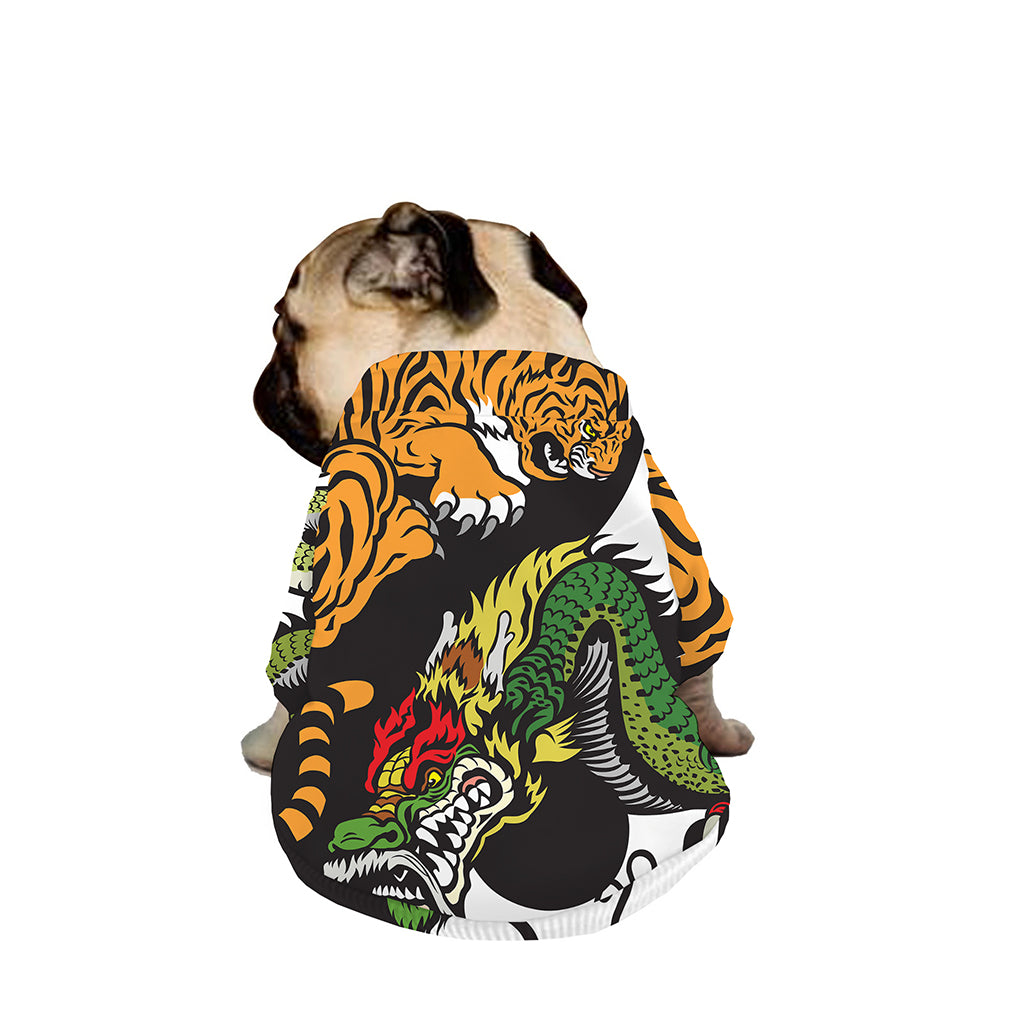 Tiger And Dragon Yin Yang Print Dog Zip Up Jacket