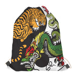 Tiger And Dragon Yin Yang Print Drawstring Bag