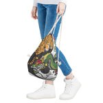 Tiger And Dragon Yin Yang Print Drawstring Bag