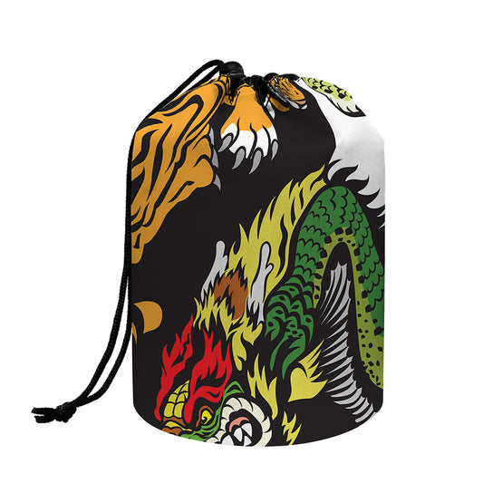 Tiger And Dragon Yin Yang Print Drawstring Makeup Bag