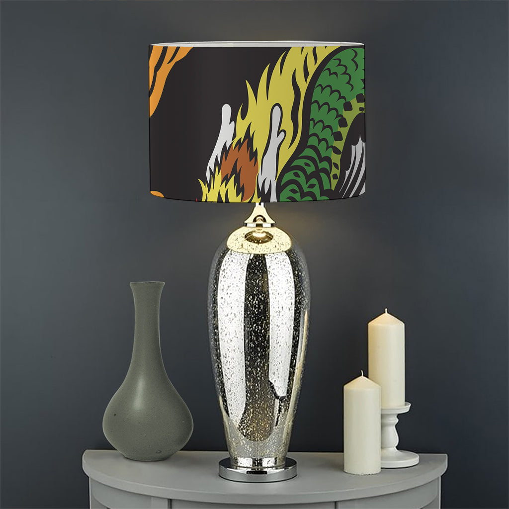 Tiger And Dragon Yin Yang Print Drum Lamp Shade