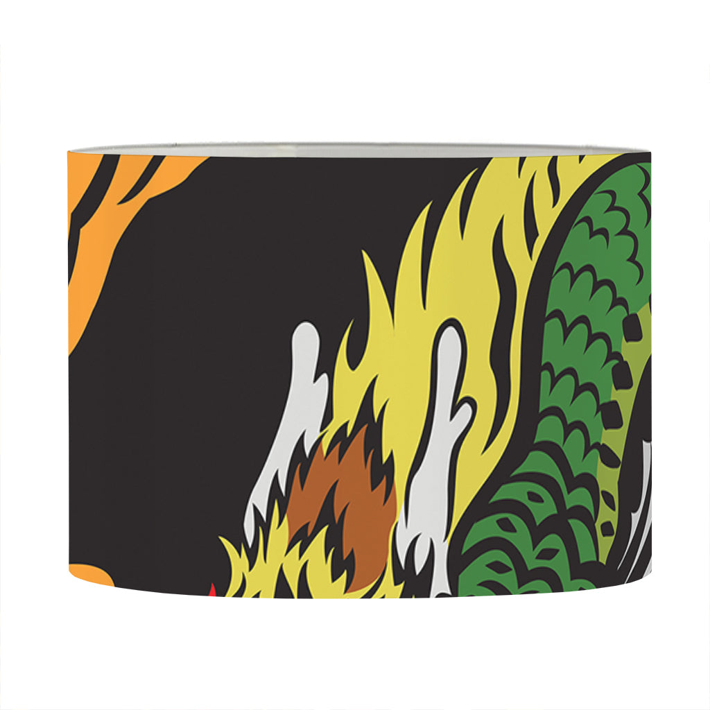Tiger And Dragon Yin Yang Print Drum Lamp Shade