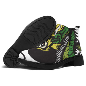 Tiger And Dragon Yin Yang Print Flat Ankle Boots