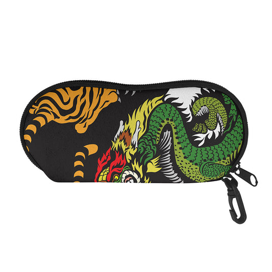 Tiger And Dragon Yin Yang Print Glasses Case