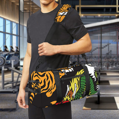 Tiger And Dragon Yin Yang Print Gym Bag