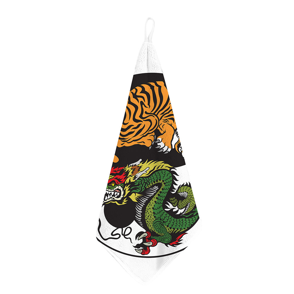 Tiger And Dragon Yin Yang Print Hand Towel