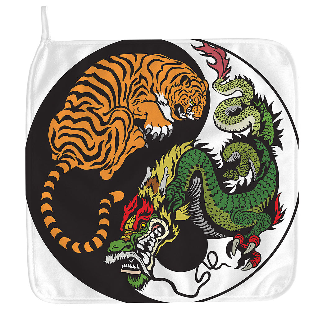 Tiger And Dragon Yin Yang Print Hand Towel
