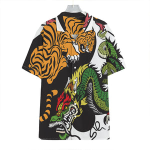 Tiger And Dragon Yin Yang Print Hawaiian Shirt