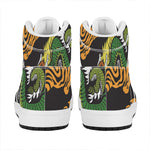 Tiger And Dragon Yin Yang Print High Top Leather Sneakers