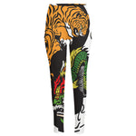 Tiger And Dragon Yin Yang Print High-Waisted Pocket Leggings
