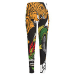 Tiger And Dragon Yin Yang Print High-Waisted Pocket Leggings