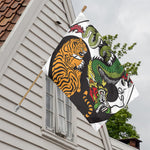 Tiger And Dragon Yin Yang Print House Flag