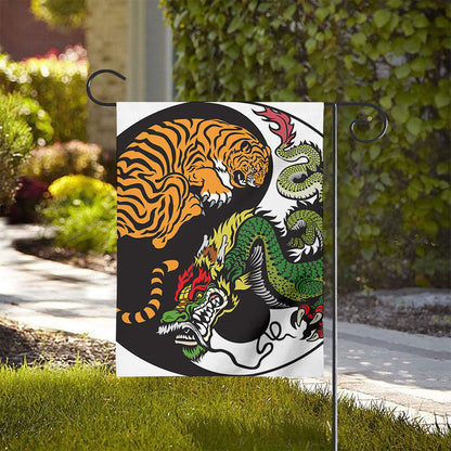Tiger And Dragon Yin Yang Print House Flag