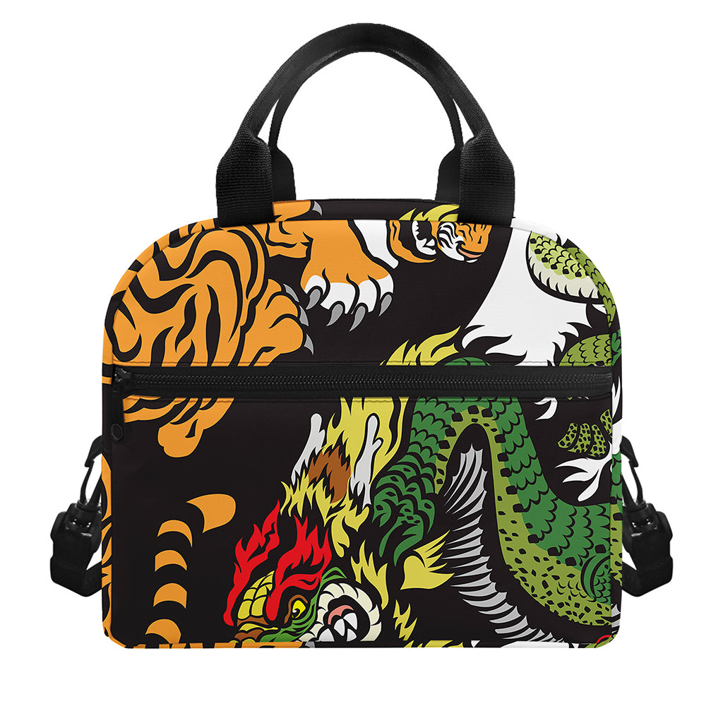 Tiger And Dragon Yin Yang Print Insulated Lunch Bag