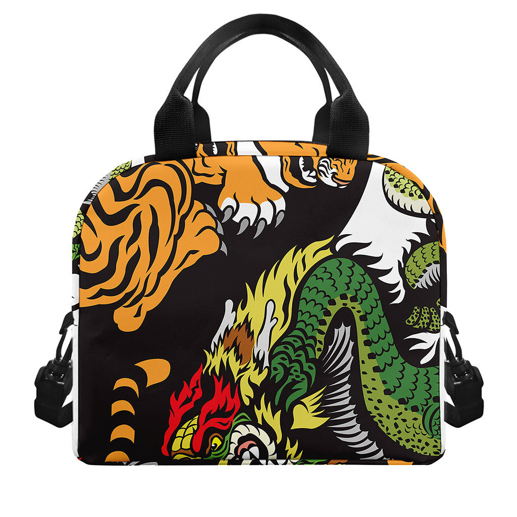 Tiger And Dragon Yin Yang Print Insulated Lunch Bag