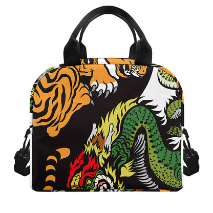 Tiger And Dragon Yin Yang Print Insulated Lunch Bag