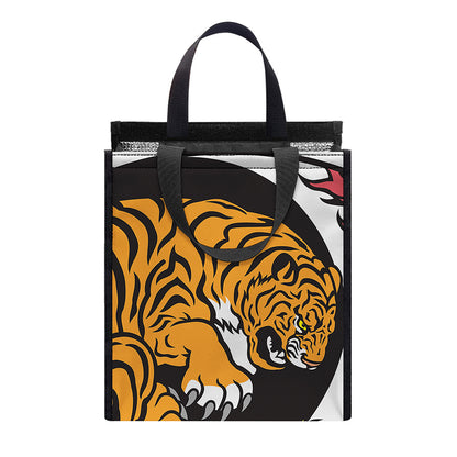 Tiger And Dragon Yin Yang Print Insulated Lunch Tote