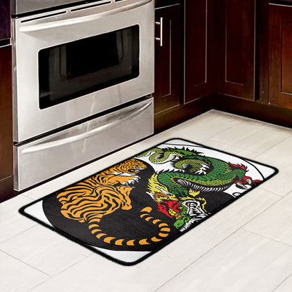 Tiger And Dragon Yin Yang Print Kitchen Mat