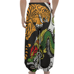 Tiger And Dragon Yin Yang Print Lantern Pants