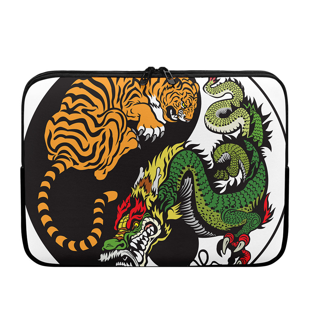 Tiger And Dragon Yin Yang Print Laptop Sleeve