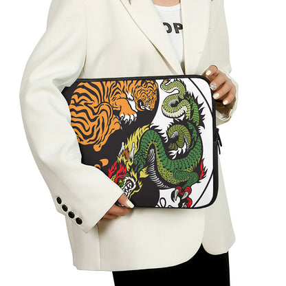 Tiger And Dragon Yin Yang Print Laptop Sleeve