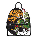 Tiger And Dragon Yin Yang Print Leather Backpack