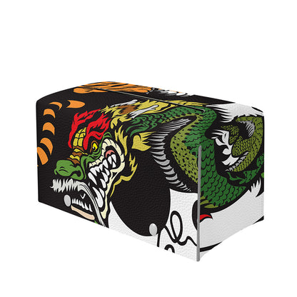 Tiger And Dragon Yin Yang Print Leather Tissue Box Cover