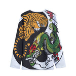 Tiger And Dragon Yin Yang Print Long Sleeve Short Coat