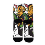 Tiger And Dragon Yin Yang Print Long Socks