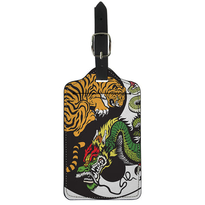 Tiger And Dragon Yin Yang Print Luggage Tag