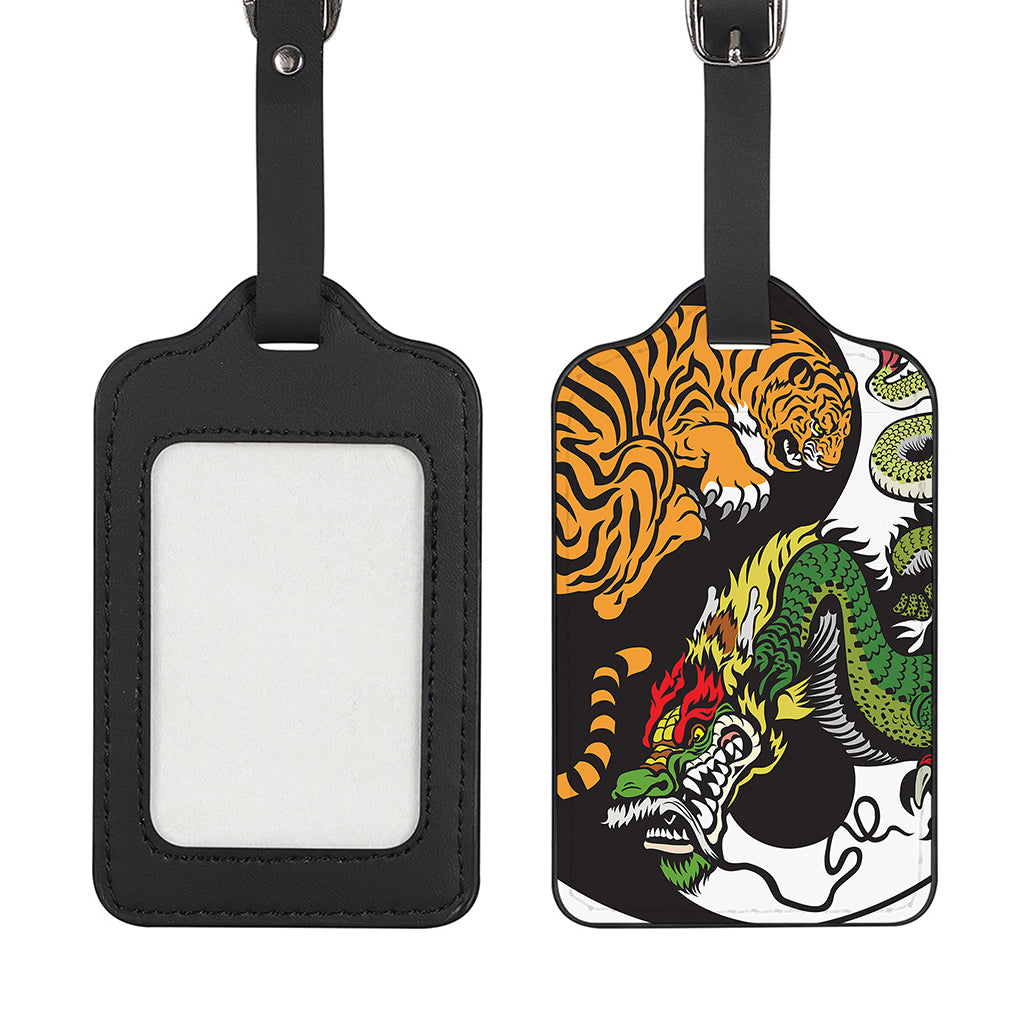 Tiger And Dragon Yin Yang Print Luggage Tag