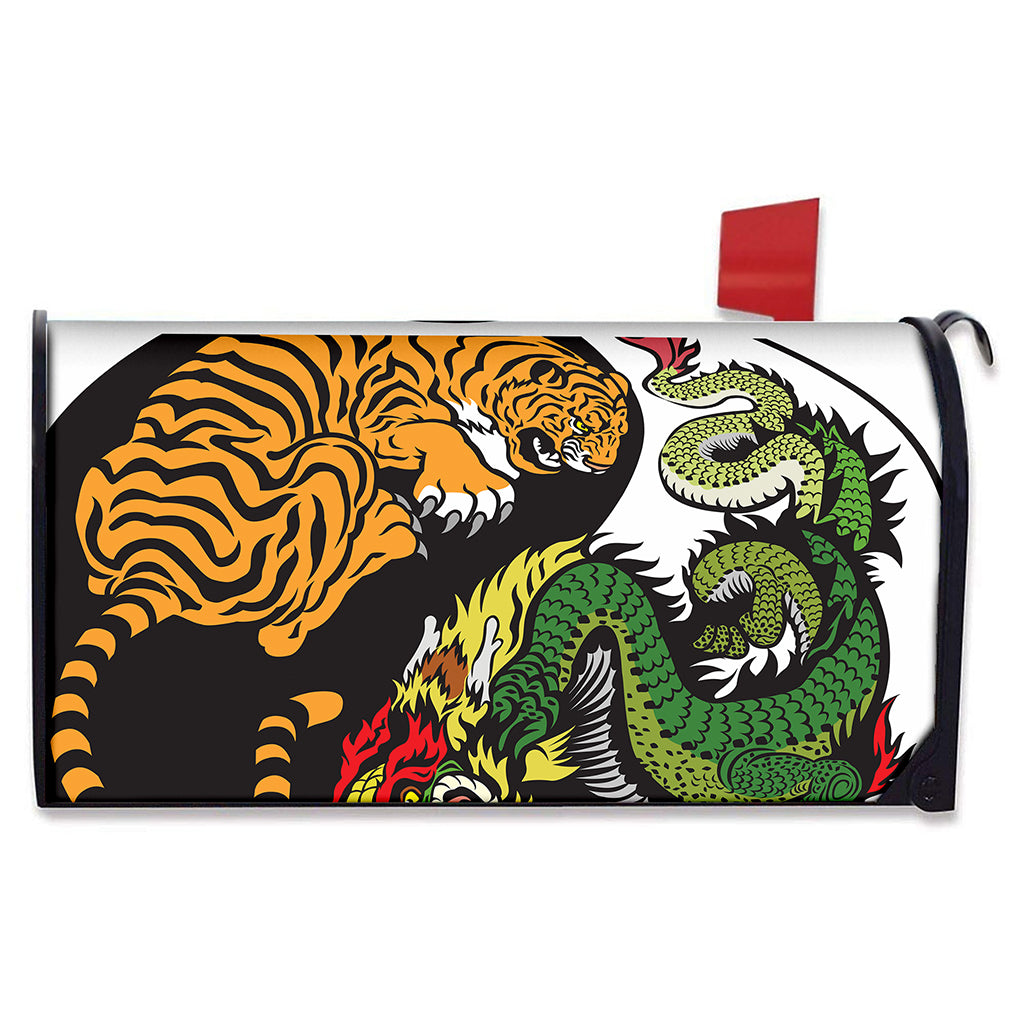 Tiger And Dragon Yin Yang Print Mailbox Cover