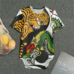 Tiger And Dragon Yin Yang Print Men's Bodysuit