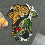 Tiger And Dragon Yin Yang Print Men's Bodysuit