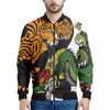 Tiger And Dragon Yin Yang Print Men's Bomber Jacket