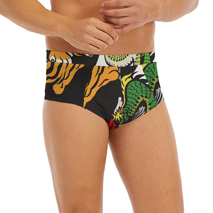 Tiger And Dragon Yin Yang Print Men's Briefs