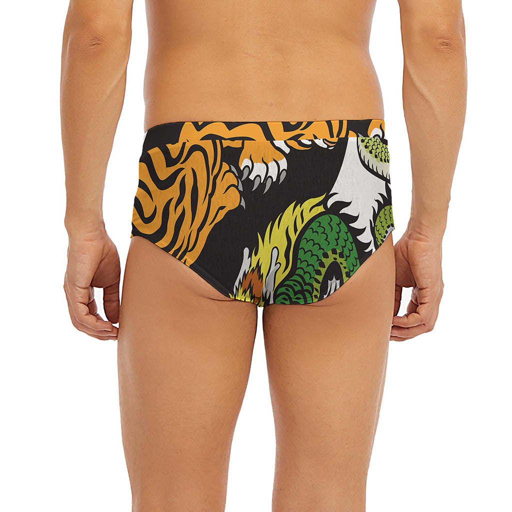 Tiger And Dragon Yin Yang Print Men's Briefs