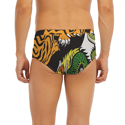 Tiger And Dragon Yin Yang Print Men's Briefs
