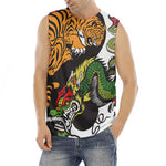Tiger And Dragon Yin Yang Print Men's Fitness Tank Top