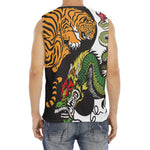 Tiger And Dragon Yin Yang Print Men's Fitness Tank Top