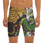 Tiger And Dragon Yin Yang Print Men's Long Boxer Briefs