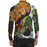 Tiger And Dragon Yin Yang Print Men's Long Sleeve Rash Guard