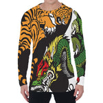 Tiger And Dragon Yin Yang Print Men's Long Sleeve T-Shirt