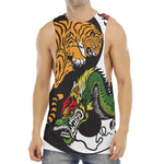 Tiger And Dragon Yin Yang Print Men's Muscle Tank Top