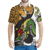 Tiger And Dragon Yin Yang Print Men's Polo Shirt