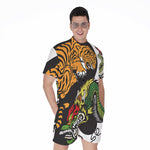 Tiger And Dragon Yin Yang Print Men's Rompers