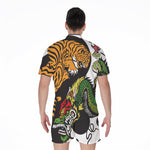 Tiger And Dragon Yin Yang Print Men's Rompers