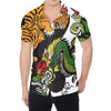 Tiger And Dragon Yin Yang Print Men's Shirt